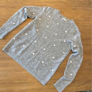 Bohme Gray and White Polka Dot Turtleneck Sweater